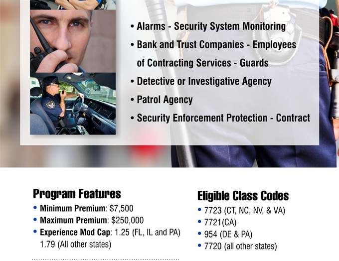 Security Guard Service and Contractors - Alarm and Alarm Monitoring Operations